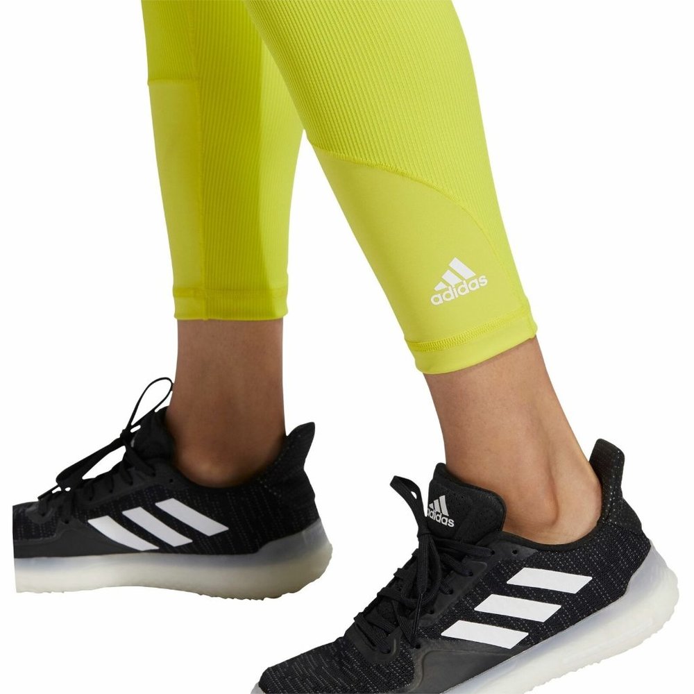 Adidas Aeroready Rib Tight Women's 7/8th High Rise Training Sport Yellow GT6256 - Picture 12 of 12